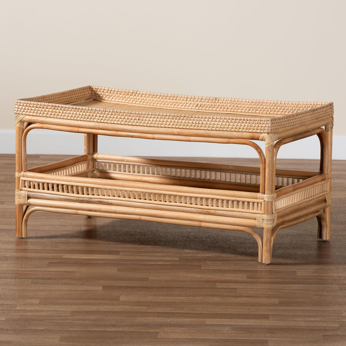 Lombok Modern Bohemian Natural Rattan Coffee Table