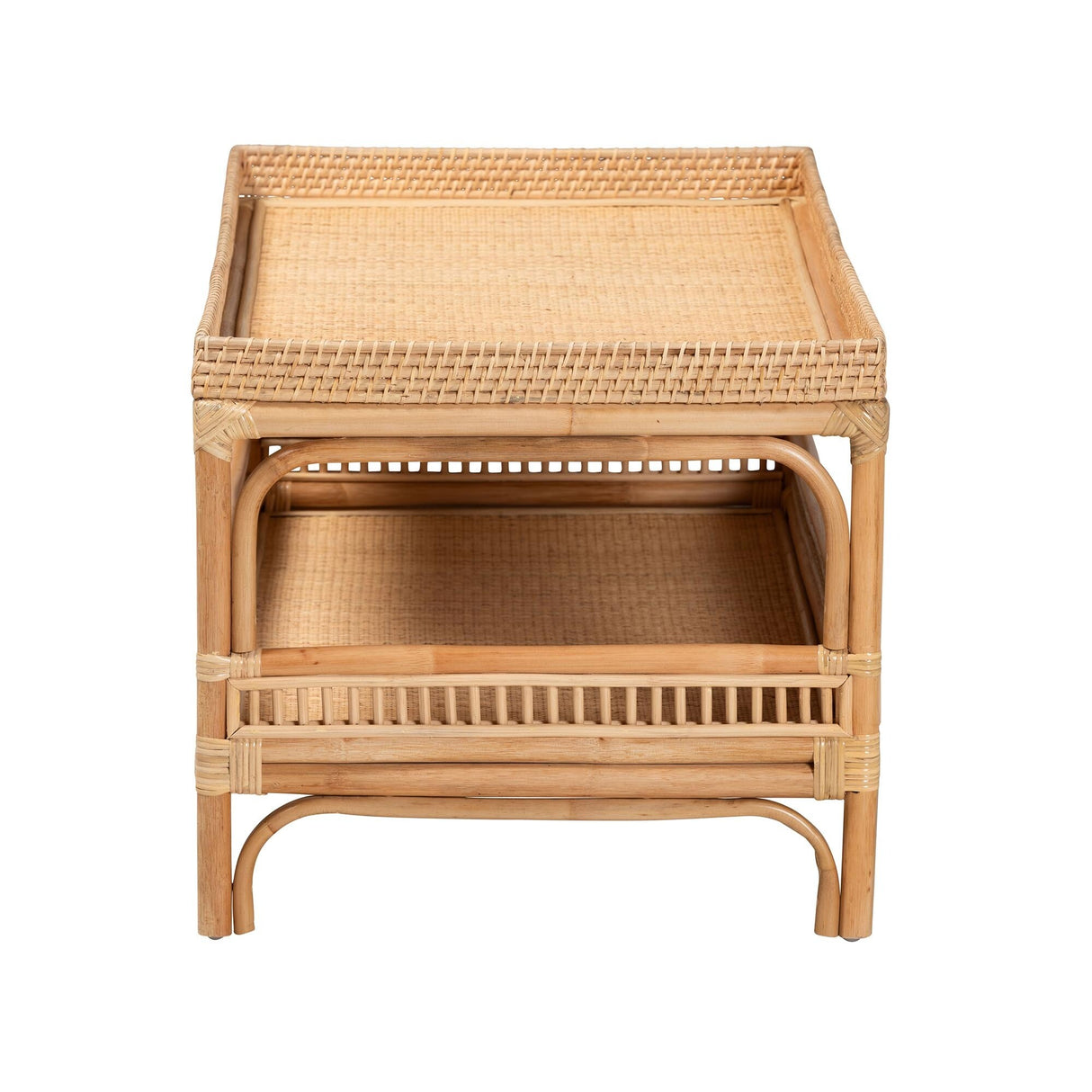 Lombok Modern Bohemian Natural Rattan Coffee Table