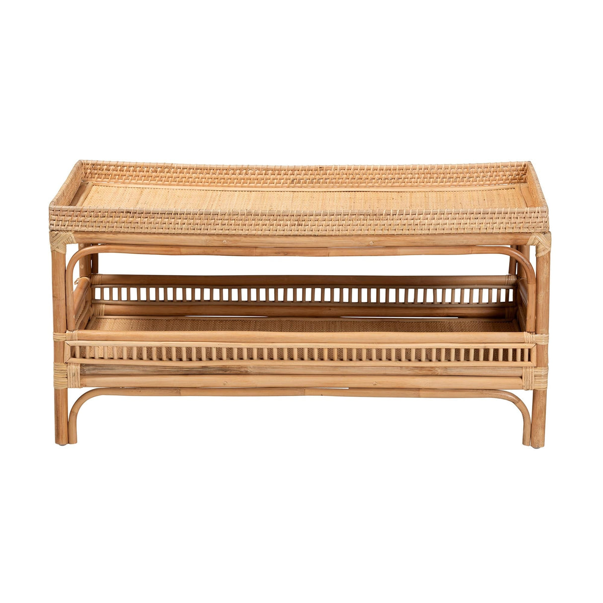 Lombok Modern Bohemian Natural Rattan Coffee Table