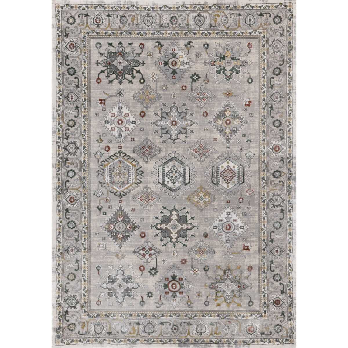 London Collection - Grey Multi-Coloured Classic Patterned Indoor Area Rug