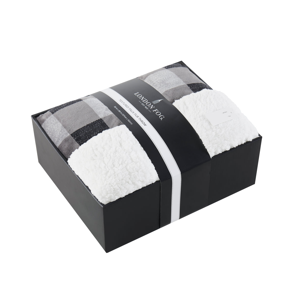 London Fog Faux Fur Plaid 50x60 Throw in Gift Box