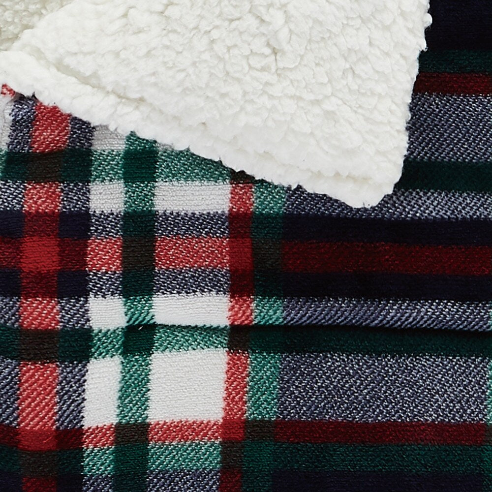 London Fog Faux Fur Plaid 50x60 Throw in Gift Box