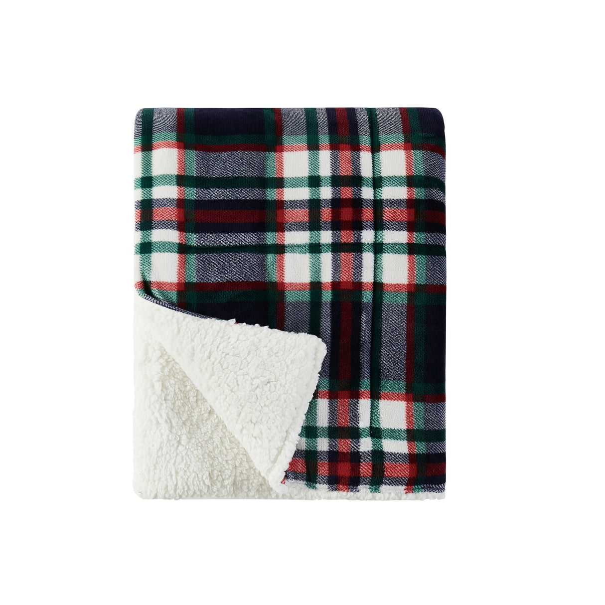 London Fog Faux Fur Plaid 50x60 Throw in Gift Box