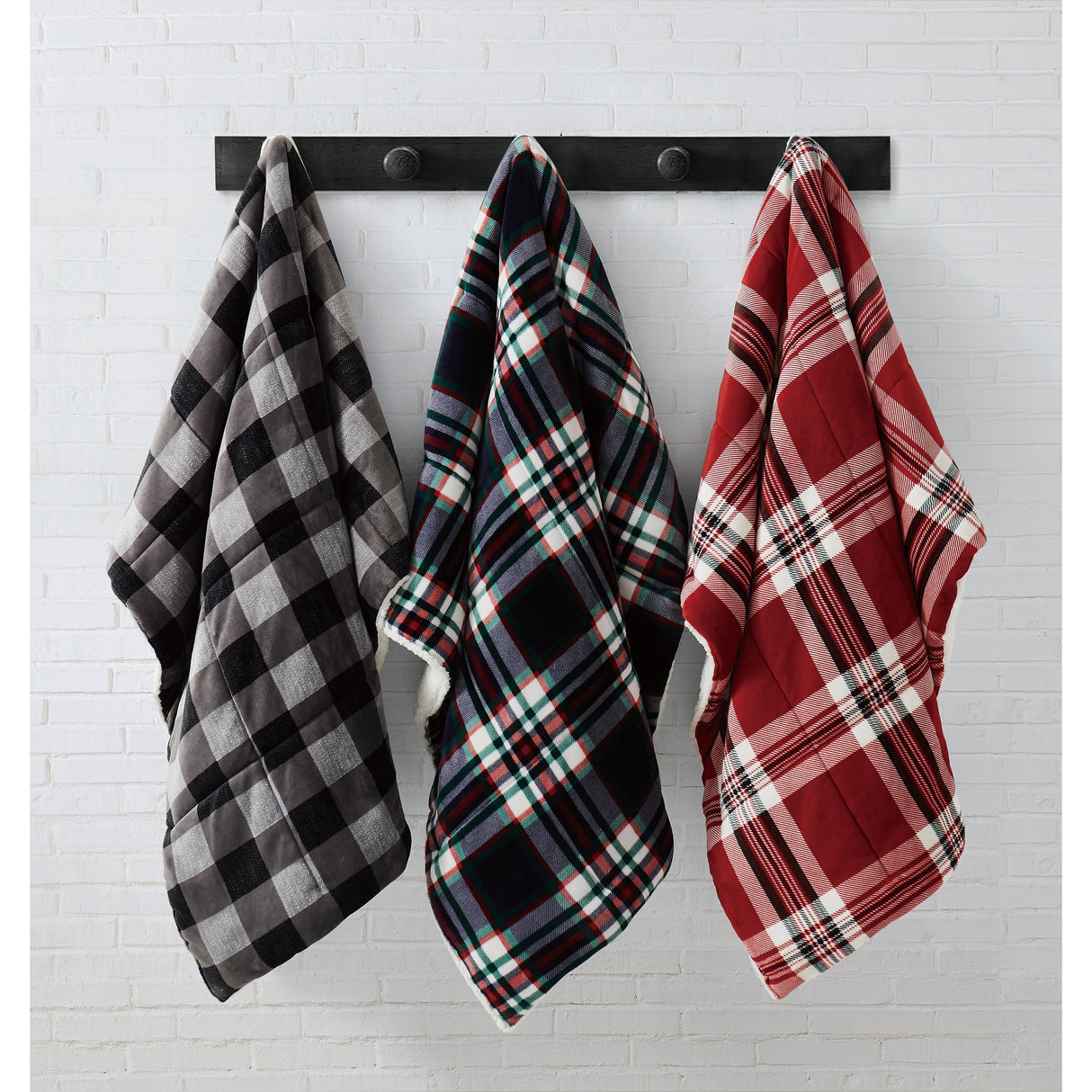 London Fog Faux Fur Plaid 50x60 Throw in Gift Box