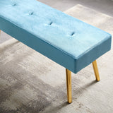 Long Bench Bedroom Bed End Stool Bed Benches Tufted Velvet With Gold Legs