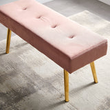 Long Bench Bedroom Bed End Stool Bed Benches Tufted Velvet With Gold Legs