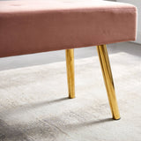 Long Bench Bedroom Bed End Stool Bed Benches Tufted Velvet With Gold Legs