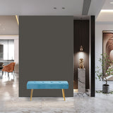 Long Bench Bedroom Bed End Stool Bed Benches Tufted Velvet With Gold Legs