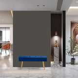 Long Bench Bedroom Bed End Stool Bed Benches Tufted Velvet With Gold Legs