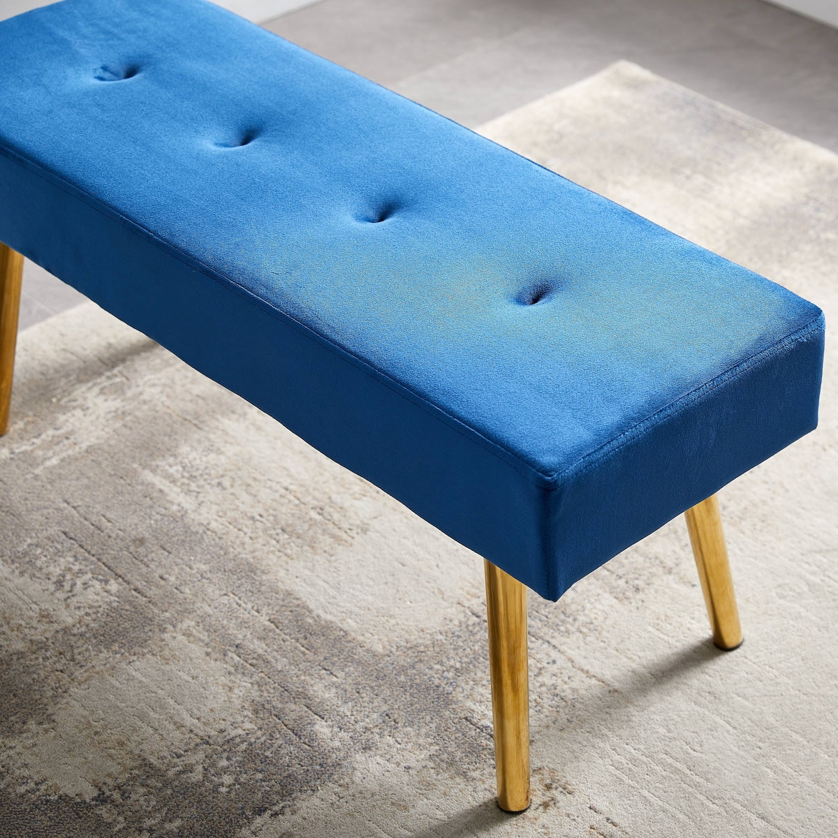 Long Bench Bedroom Bed End Stool Bed Benches Tufted Velvet With Gold Legs