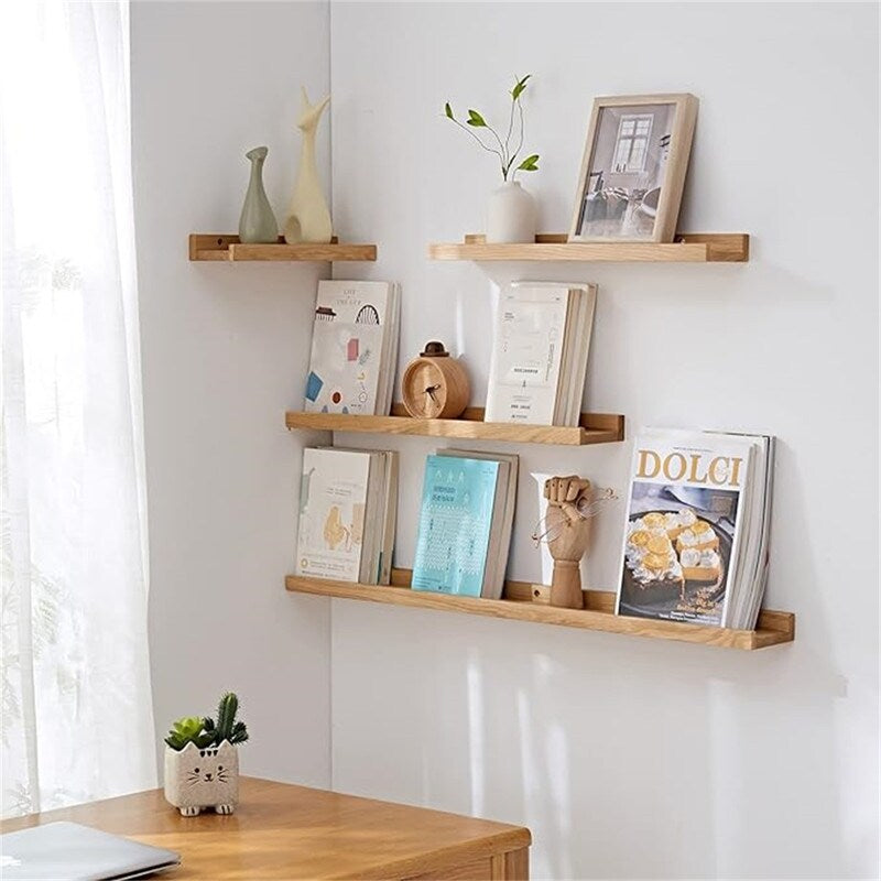 Long Floating Shelf 48 Inch Natural Wood Shelves Set of 2 - 48"D x 4"W x 1.5"H
