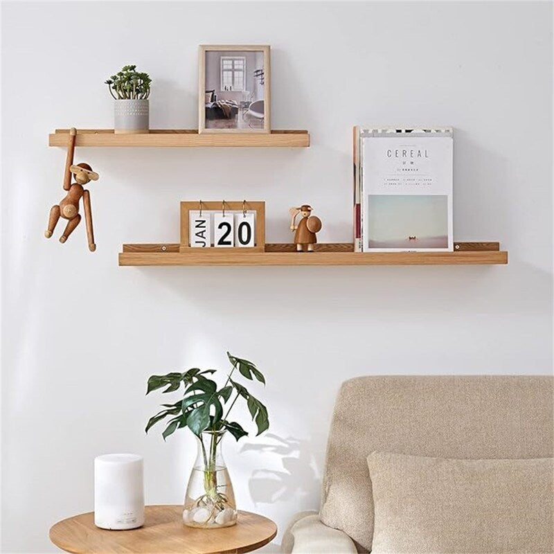 Long Floating Shelf 48 Inch Natural Wood Shelves Set of 2 - 48"D x 4"W x 1.5"H