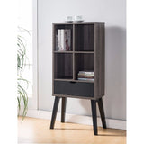 Long Legs Bookcase With One Center Base Drawer, Gray