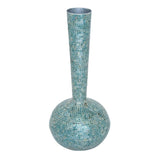 Long Neck Decanter Vase With Blue Colored Mosaic Mirror Tiles (Small)