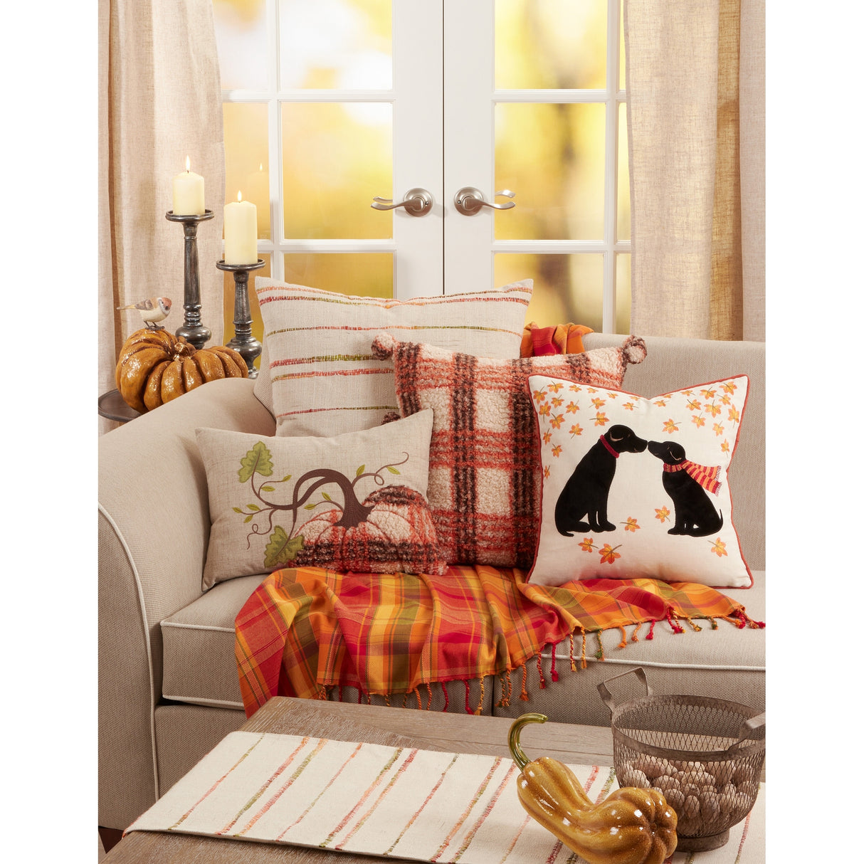 Long Table Runner With Woven Line Design