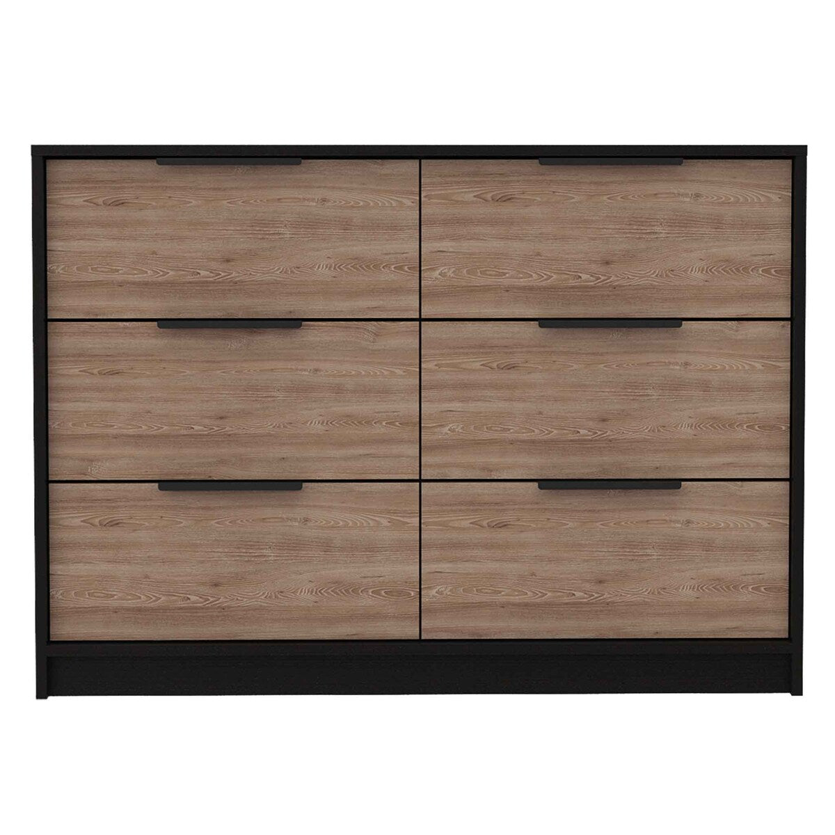 Longhill 6-Drawer Rectangle Dresser Black Wengue and Pine