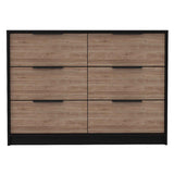 Longhill 6-Drawer Rectangle Dresser Black Wengue and Pine