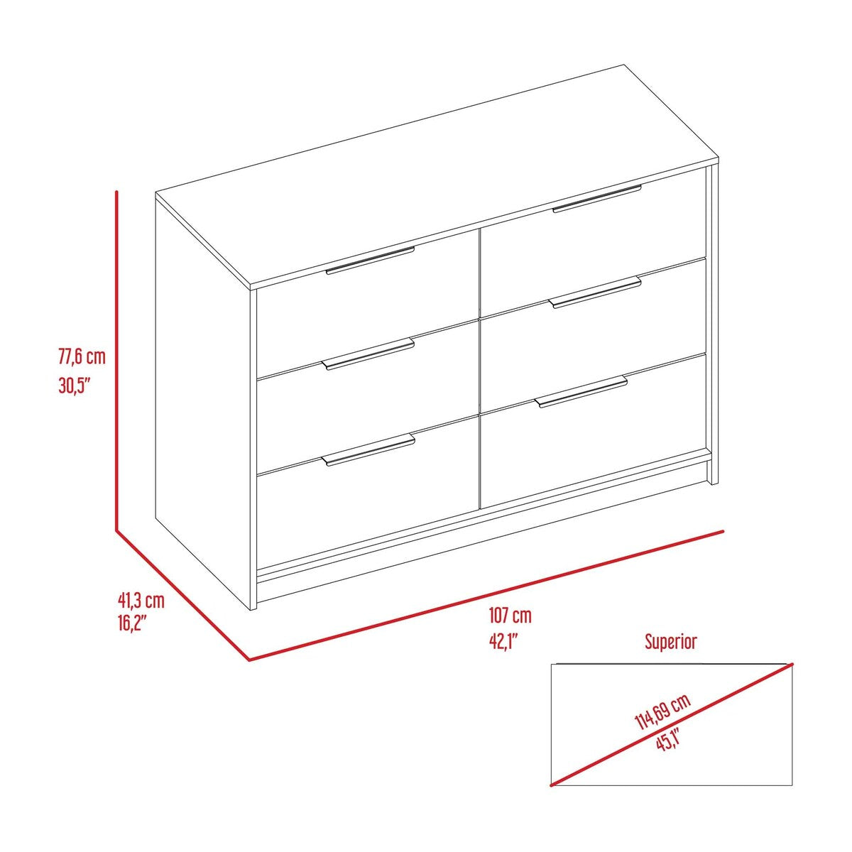 Longhill 6-Drawer Rectangle Dresser Black Wengue and Pine