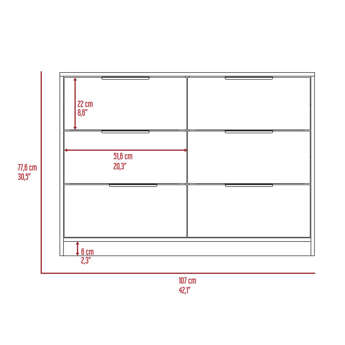 Longhill 6-Drawer Rectangle Dresser Black Wengue and Pine