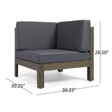 Lono Outdoor Modern 8 Seater Acacia Wood Sectional Sofa Set with Fire Pit and Tank Holder by Christopher Knight Home