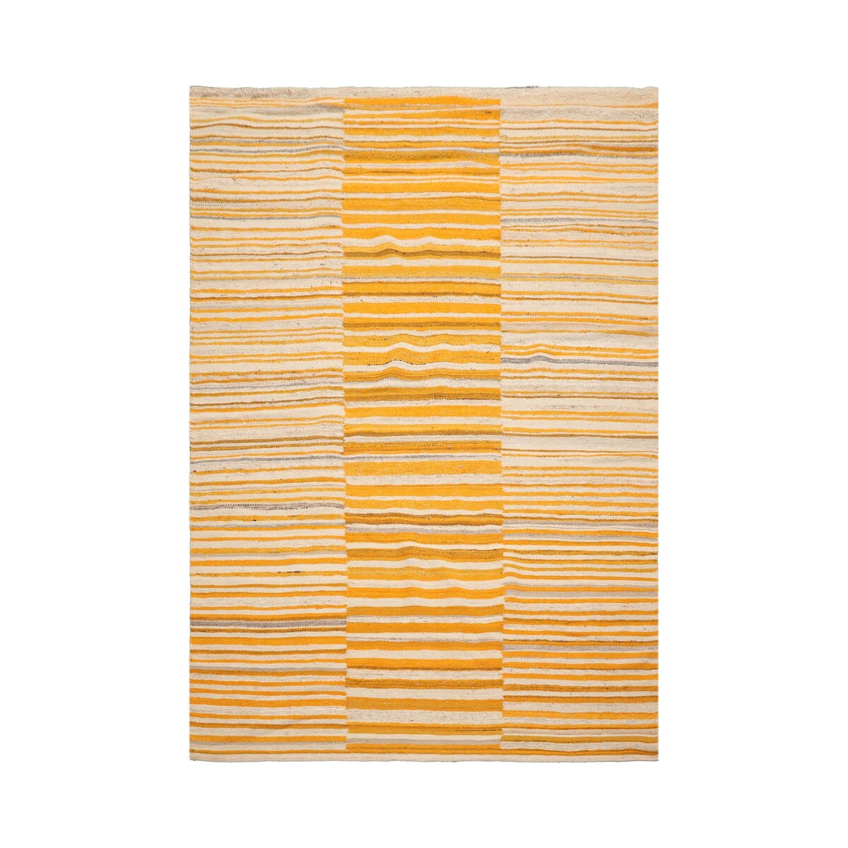 LoomBloom Beige 100% Wool Hand Woven Contemporary Oriental Area Rug - 5' 3'' x 7' 7''