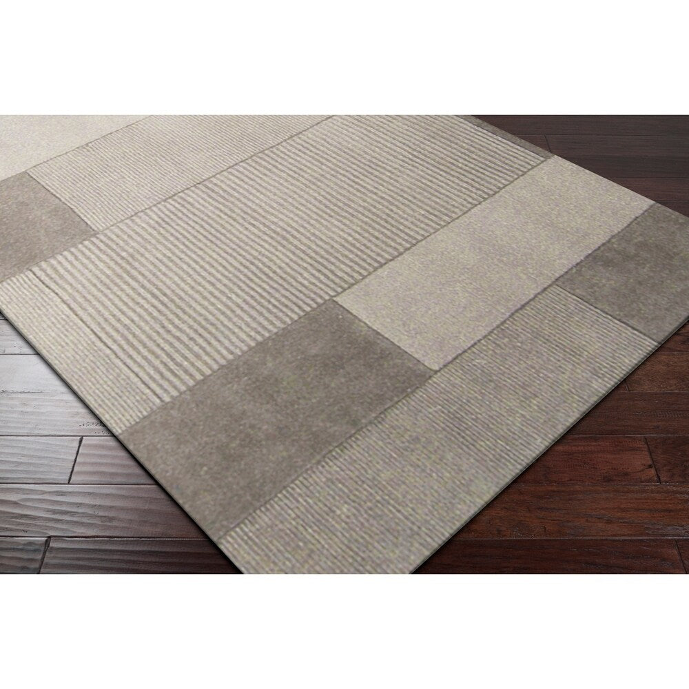 Loomed Dnoces Light Gray Wool Area Rug - 5' x 8'