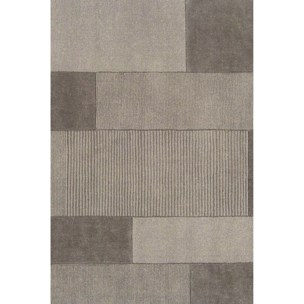 Loomed Dnoces Light Gray Wool Area Rug - 5' x 8'