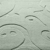 Loomed Light Blue Damask Pattern Wool Area Rug - 8' x 11'