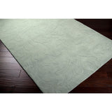 Loomed Light Blue Damask Pattern Wool Area Rug - 8' x 11'
