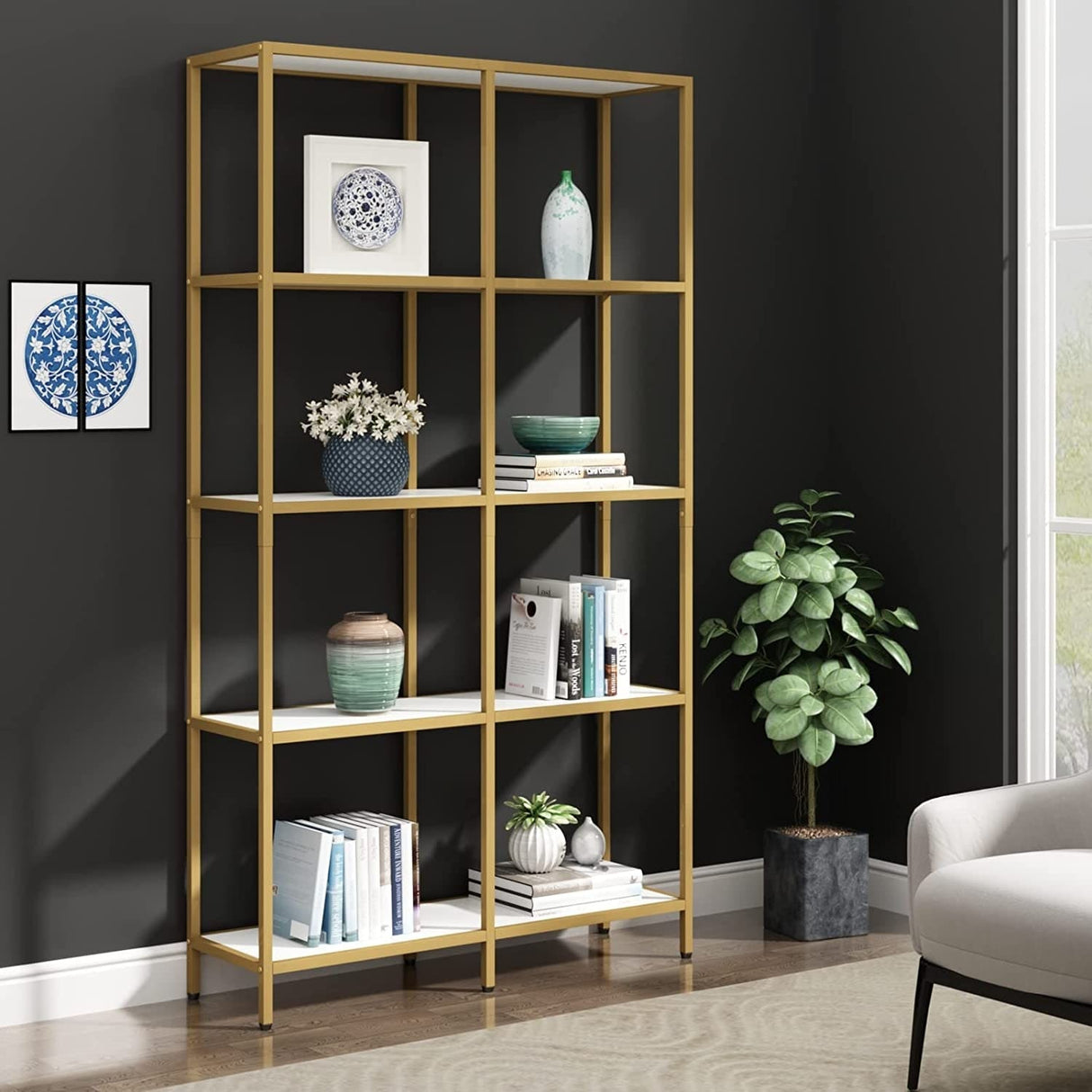Loomie Gold Etagere Bookshelf Bookcase