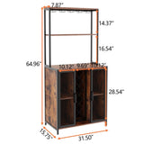Loomie Wine Bar Cabinet with LED Lights, Rustic