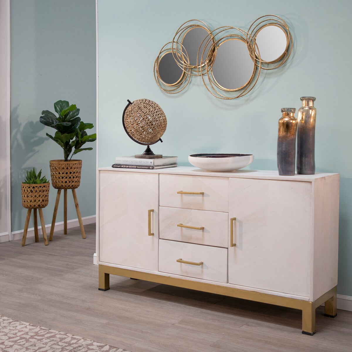 Looped Gold 4 Circle Mirrors, Wb 19.5"H - 41.0" x 2.75" x 19.5"
