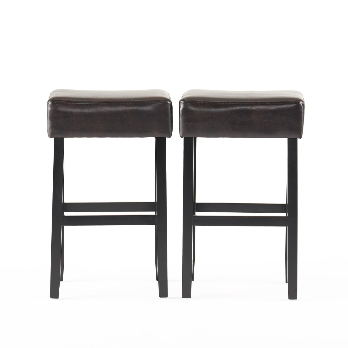 Lopez 30-inch Brown Reconstituted Bycast Leather (Recast) Backless Bar Stools (Set of 2) by Christopher Knight Home