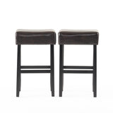 Lopez 30-inch Brown Reconstituted Bycast Leather (Recast) Backless Bar Stools (Set of 2) by Christopher Knight Home