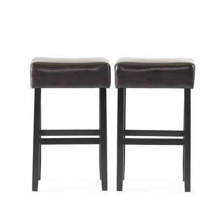 Lopez 30-inch Brown Reconstituted Bycast Leather (Recast) Backless Bar Stools (Set of 2) by Christopher Knight Home