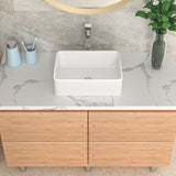 Lordear 19 inch Ceramic White/Black Bathroom Sink Rectangular Vessel Sink
