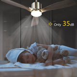 Lordear 52" Grizzle Gray Blade Brushed Finish Blade Arm Downrod Ceiling Fan with Dimmable Light