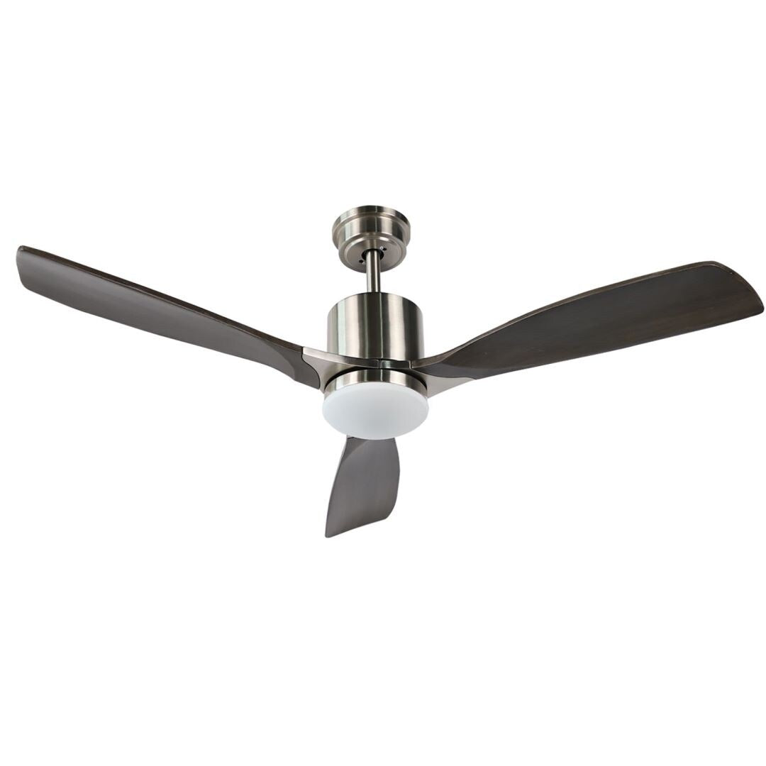 Lordear 52" Grizzle Gray Blade Brushed Finish Blade Arm Downrod Ceiling Fan with Dimmable Light