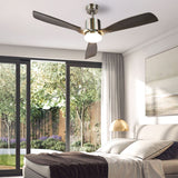 Lordear 52" Grizzle Gray Blade Brushed Finish Blade Arm Downrod Ceiling Fan with Dimmable Light
