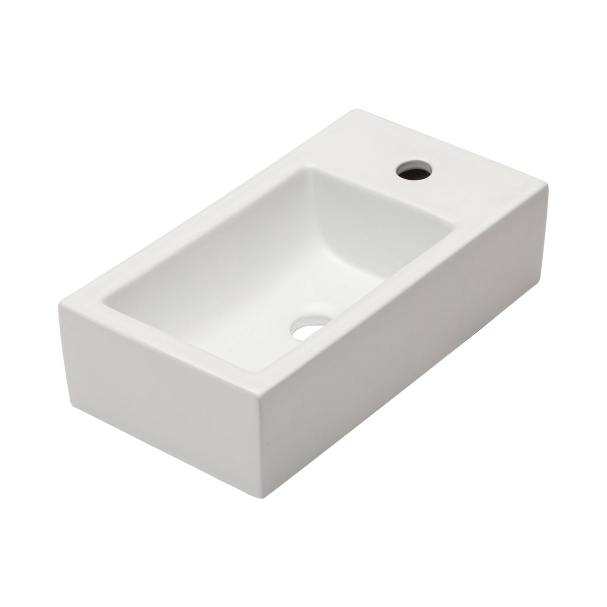 Lordear Bathroom Wall Mount Rectangle Corner Sink White Porcelain Ceramic Vessel Sink