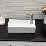 Lordear Bathroom Wall Mount Rectangle Corner Sink White Porcelain Ceramic Vessel Sink