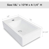 Lordear Bathroom Wall Mount Rectangle Corner Sink White Porcelain Ceramic Vessel Sink