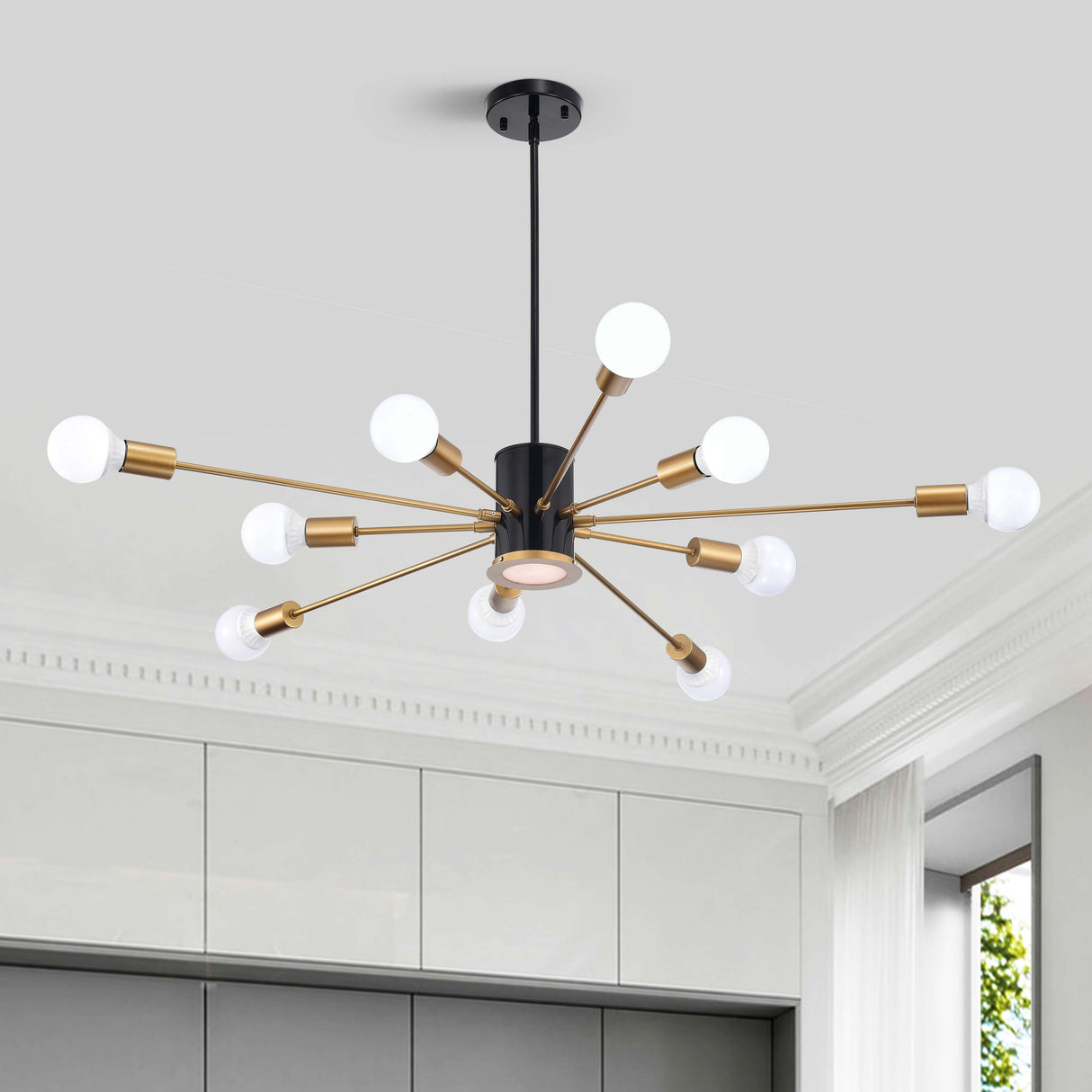 Lorena Sputnik 11-Light Chandelier in Black and Gold Finish