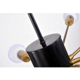 Lorena Sputnik 11-Light Chandelier in Black and Gold Finish