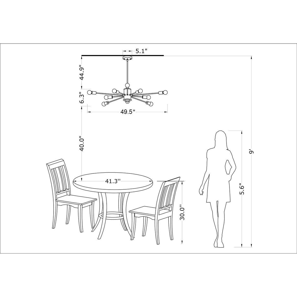 Lorena Sputnik 11-Light Chandelier in Black and Gold Finish