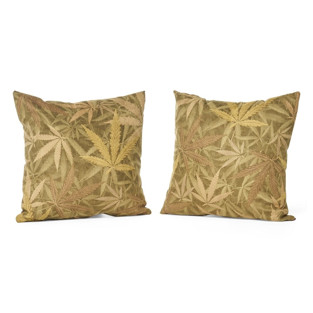 Lori Faux Suede Weed Herb Throw Pillow (Set of 2) by Christopher Knight Home