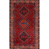 Lori Shiraz Hand Knotted Vintage Persian Area Rug Geometric Carpet - 8'0" x 5'0"