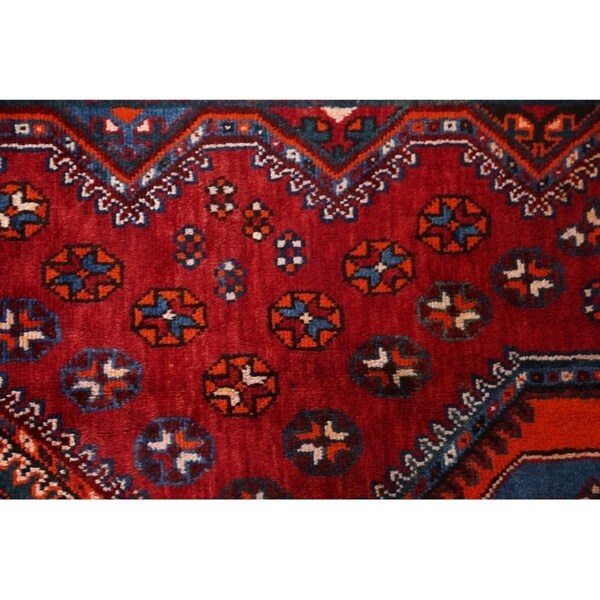 Lori Shiraz Hand Knotted Vintage Persian Area Rug Geometric Carpet - 8'0" x 5'0"