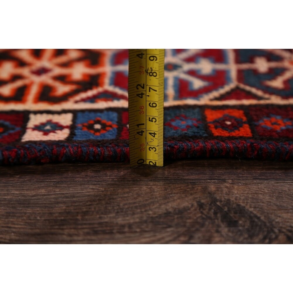 Lori Shiraz Hand Knotted Vintage Persian Area Rug Geometric Carpet - 8'0" x 5'0"
