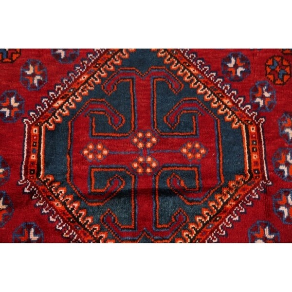 Lori Shiraz Hand Knotted Vintage Persian Area Rug Geometric Carpet - 8'0" x 5'0"